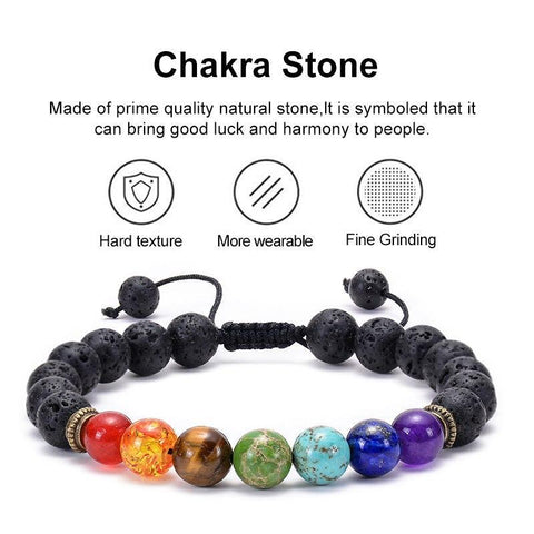 7 CHAKRA LAVA STEIN DIFFUSER ARMBAND