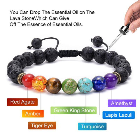 7 CHAKRA LAVA STEIN DIFFUSER ARMBAND