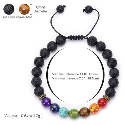 7 CHAKRA LAVA STEIN DIFFUSER ARMBAND