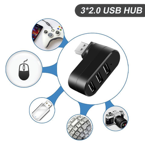 Multifunktionaler Mini drehbarer 3-Port USB-Anschluss