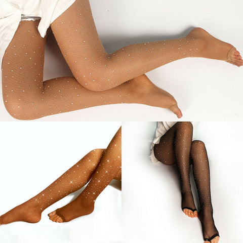 Blingbling Strass Netzstrumpfhose mit Diamant